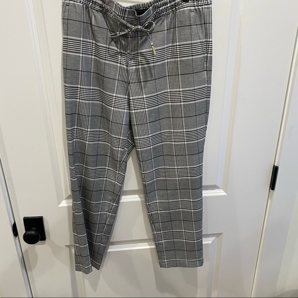 Plaid draw string dress pants
